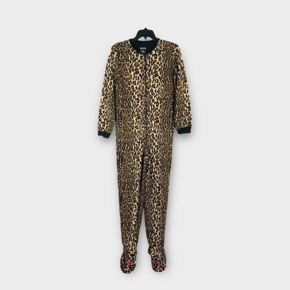 Nick & Nora Leopard Print Footed Pajamas S Womens EXC One Piece Cheetah Cat - Picture 1 of 6